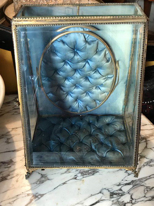 frennch antique glass display casket